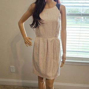 Kensie ~ XS ~ Pale Beige sleeveless dress with black small dot accents